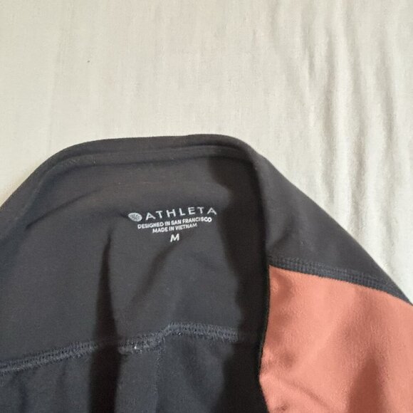 Athleta Leggings Womens M Salutation Colorblock Black Pink Yoga 7/8 Powervita - Picture 4 of 6